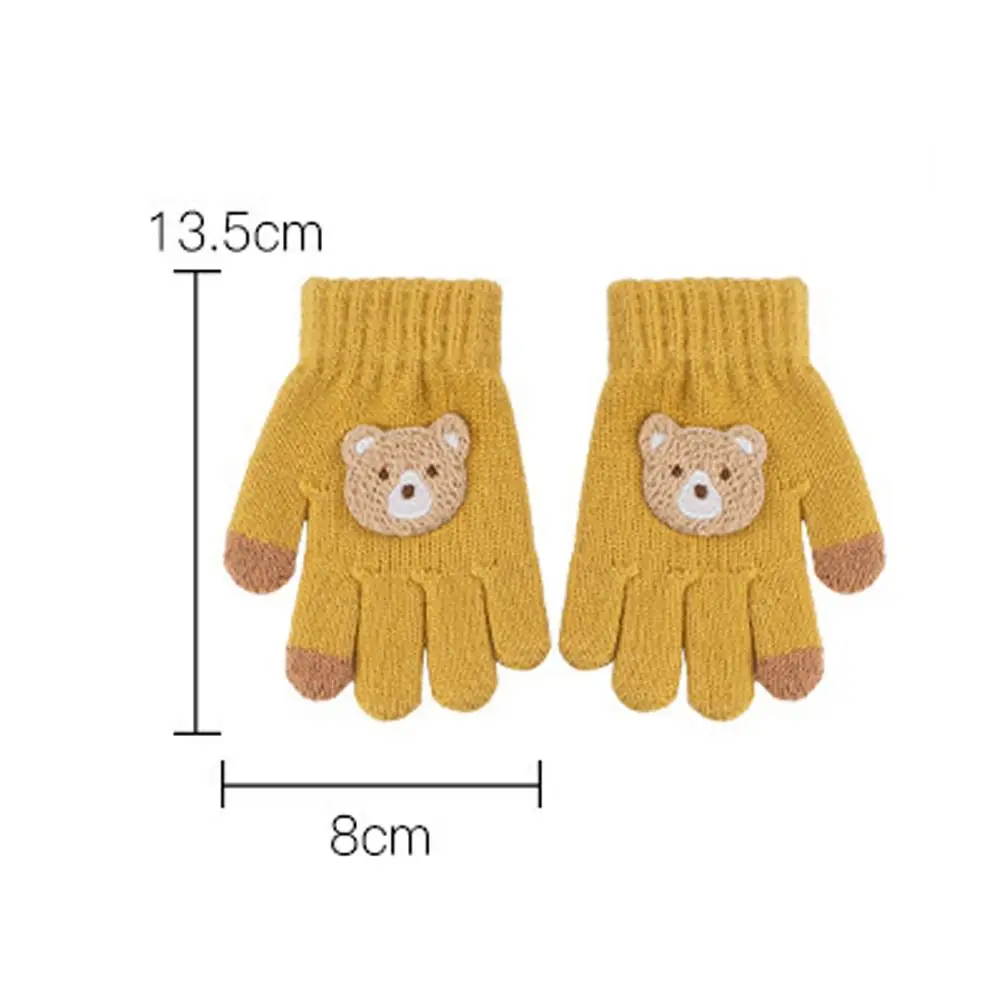 Cartoon 2-6 Year Old Gloves Crochet Hooks Bear Cold Proof Warm Mittens Windproof Full Finger Thermal Snow Gloves Autumn Winter