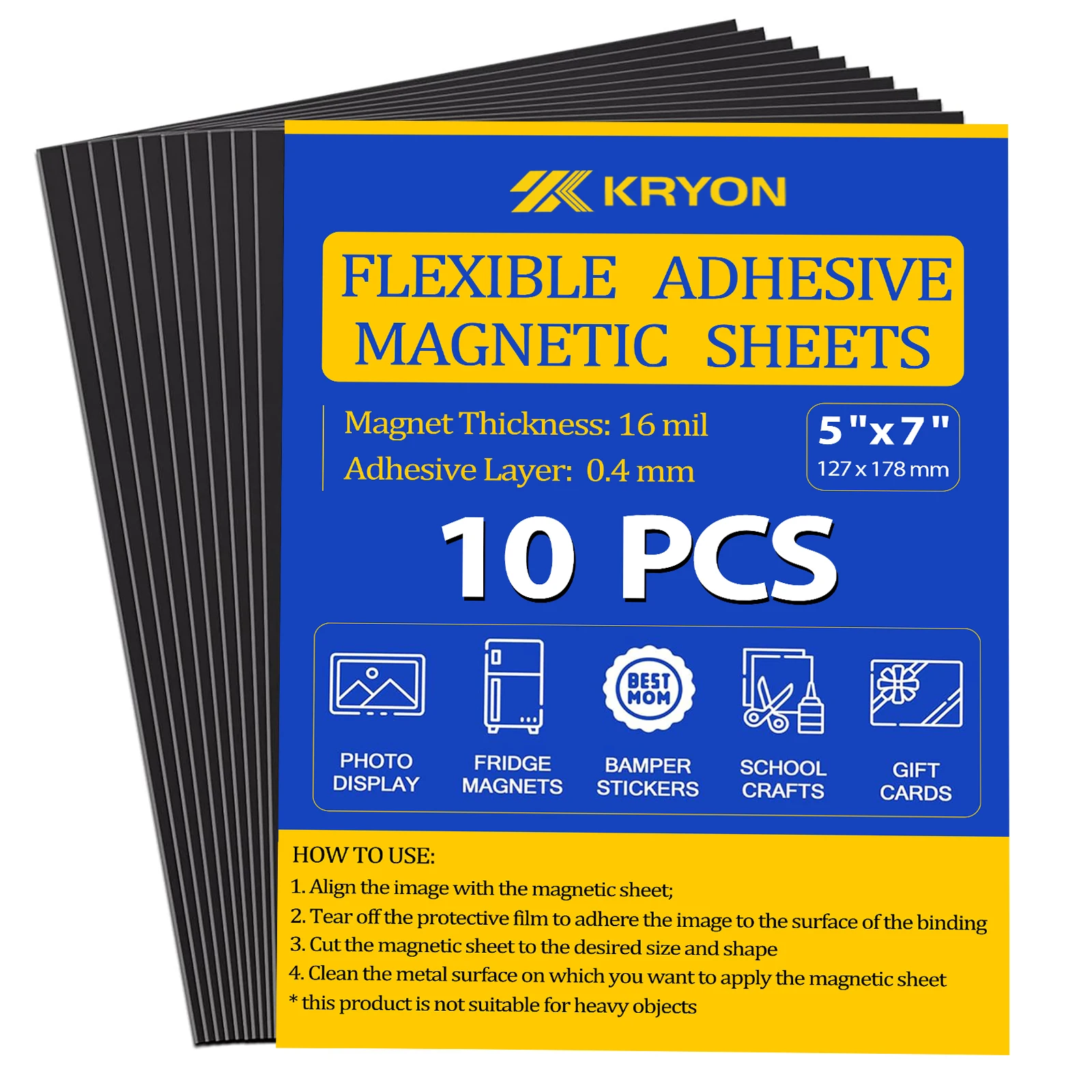 Magnetic Sheets with Adhesive Backing, 10 Pack 5