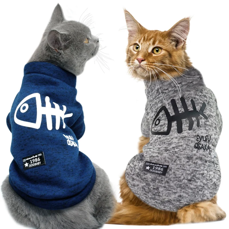 Autumn Winter Cat Clothes Pet Puppy Dog Clothing Warm Comfortable 18 Fishbone Jackets Costumes for Small Medium Dogs Cat