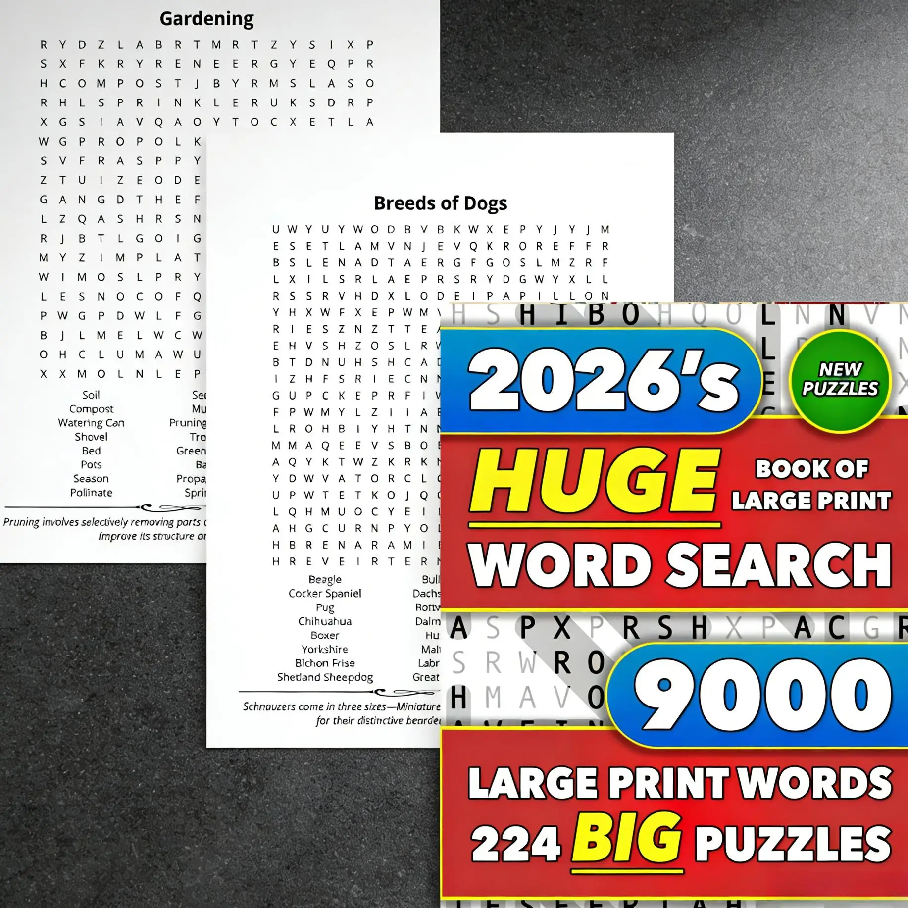 Large Print Crossword Word Search Collection 9000 Words Diverse Themes for Seniors Easy-to-Read Brain Exercise Puzzle Book