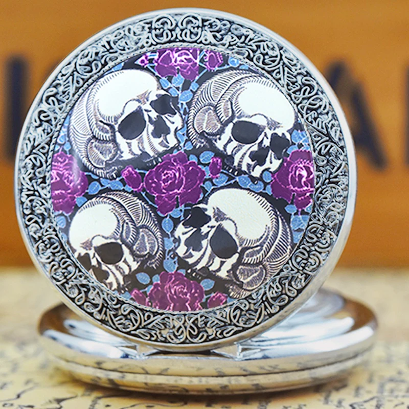 Vintage Bronze Silver Steampunk Clamshell Male And Female Students Gift Quartz Necklace Collection Commemorative Pocket Watch