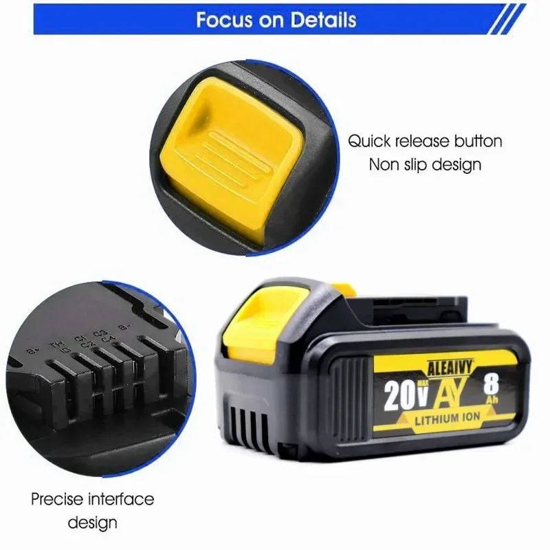 Original DCB200 20V 8000mAh Lithium Replacement Battery For Dewalt 18V DCB184 DCB200 DCB182 DCB180 DCB181 DCB182 DCB201 DCB206