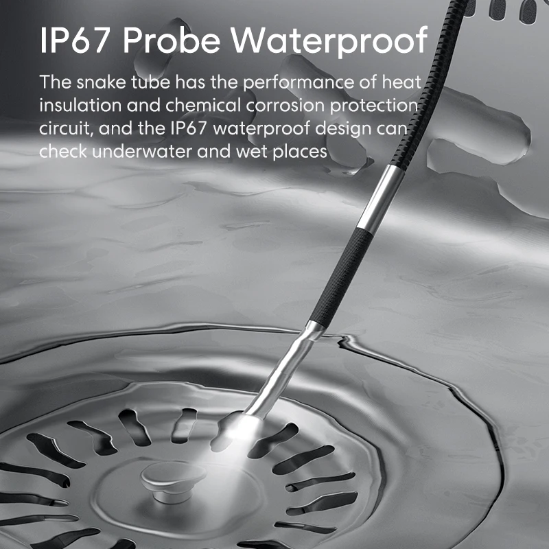 منظار داخلي بقطر 6 مم من OEM مع كاميرا تناظرية عالية الدقة بدقة 2 ميجابكسل وشاشة IPS مقاس 5 بوصات بقدرة 3000 مللي أمبير في الساعة وبطارية IP67 مقاومة للماء 720 °   بوريسكوب قابل للدوران