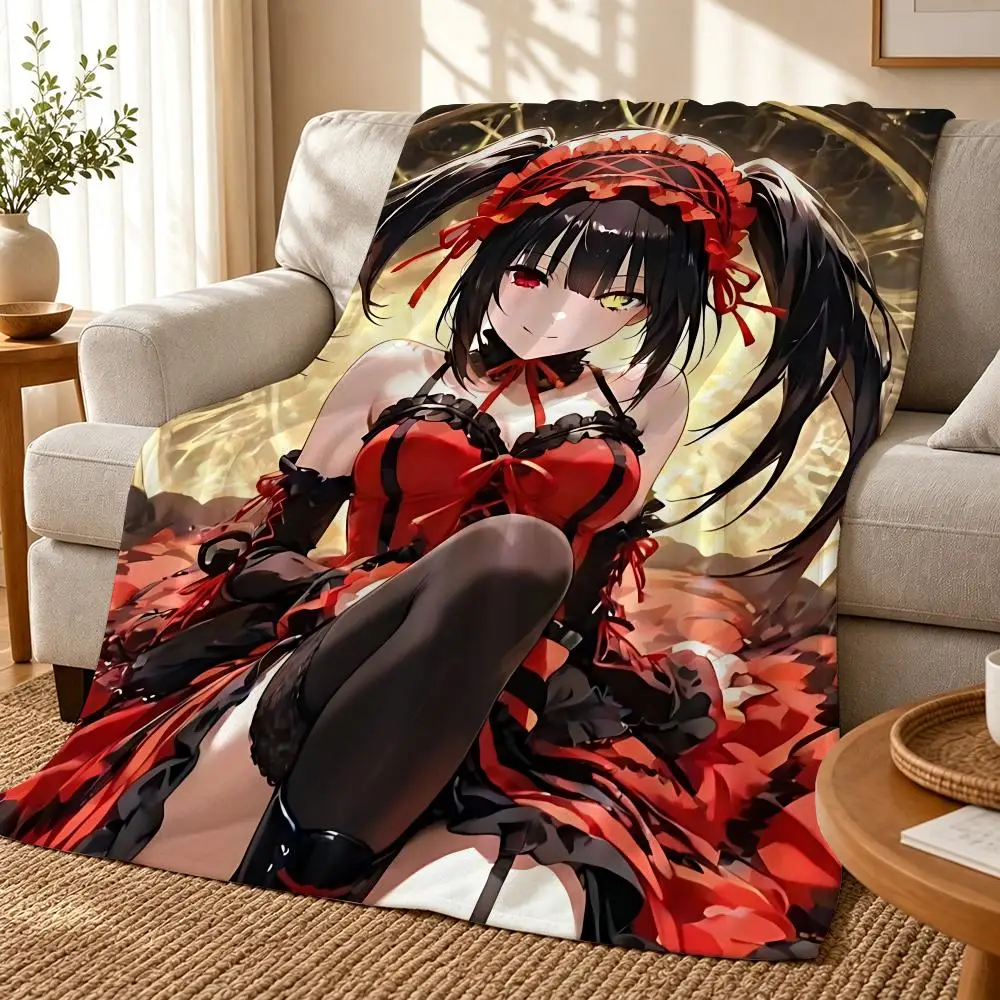 Game anime characters Tokisaki Kurumi Throw 240g flannel blanket, suitable for sofas, beds, offices, exquisite gift blankets