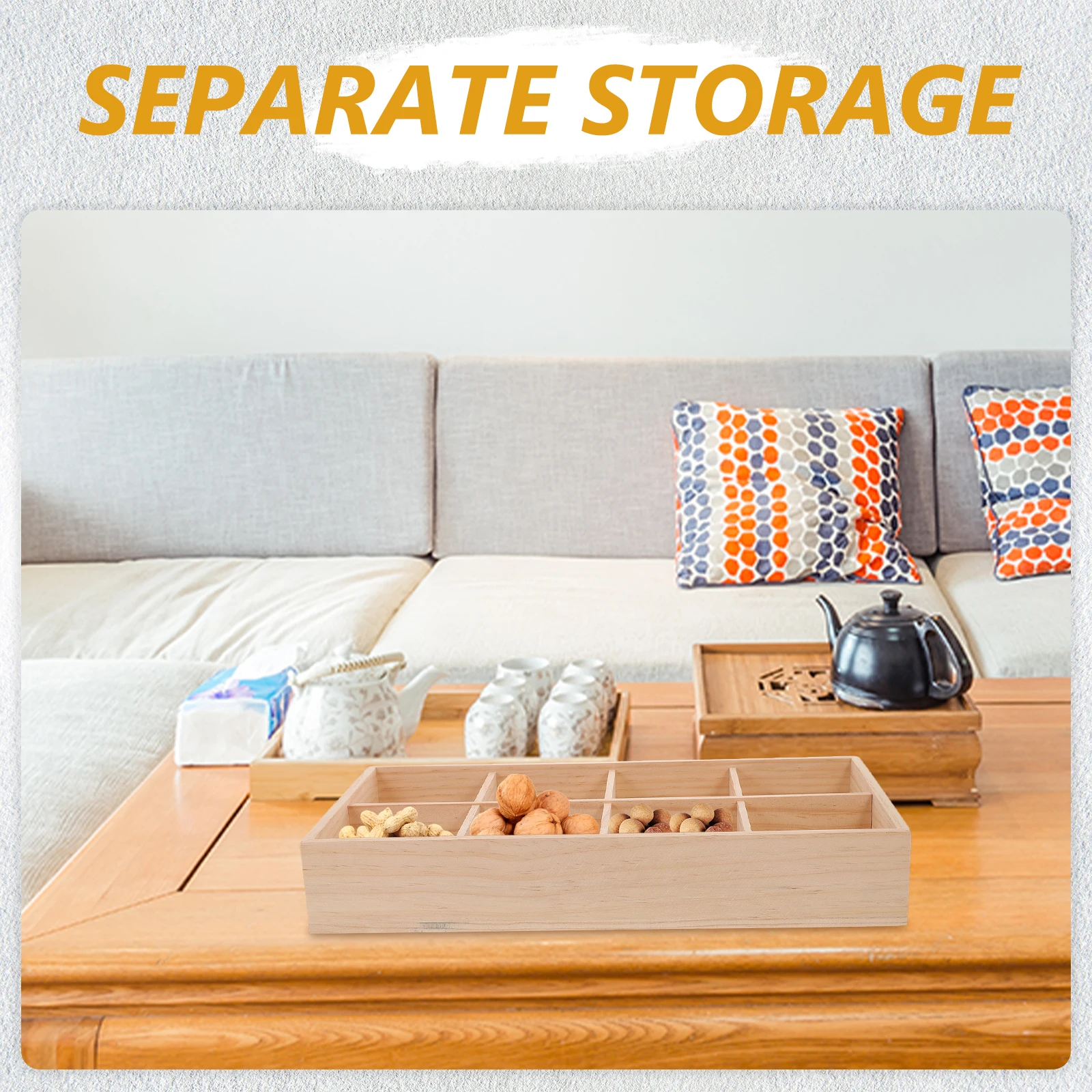 

1pc 4-Compartment Wood Snack Storage Box Desktop Dried Fruit Tea Bag Organizer Bread Display Serving Case For Home Cafe Hotel