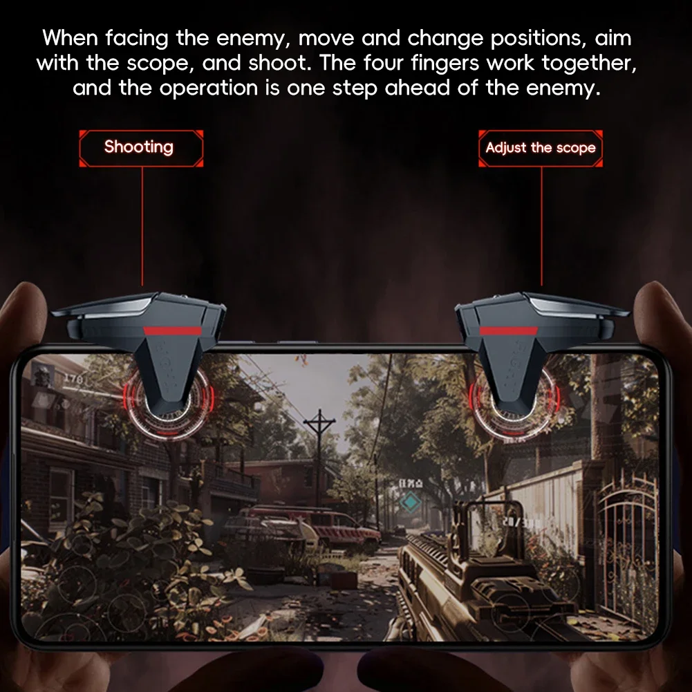 وحدة تحكم في الألعاب للهاتف المحمول PUBG L1R1 Fire Aim Shoot Button Gamepad 4 أصابع عصا التحكم في اللعبة لهاتف iPhone وسامسونج
