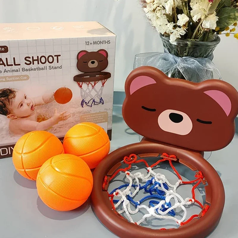 A Suit of Children's Toy Mini Cute Little Bear Basketball Bathroom Bath Toys Shoot At The Basket Games in The Pool