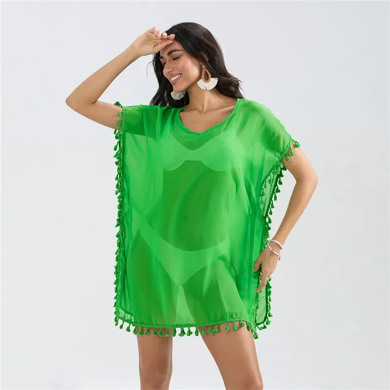 Traje de baño de ganchillo con huecos de encaje para mujer, vestido de playa para mujer, traje de baño de verano 2025, Túnica para mujer