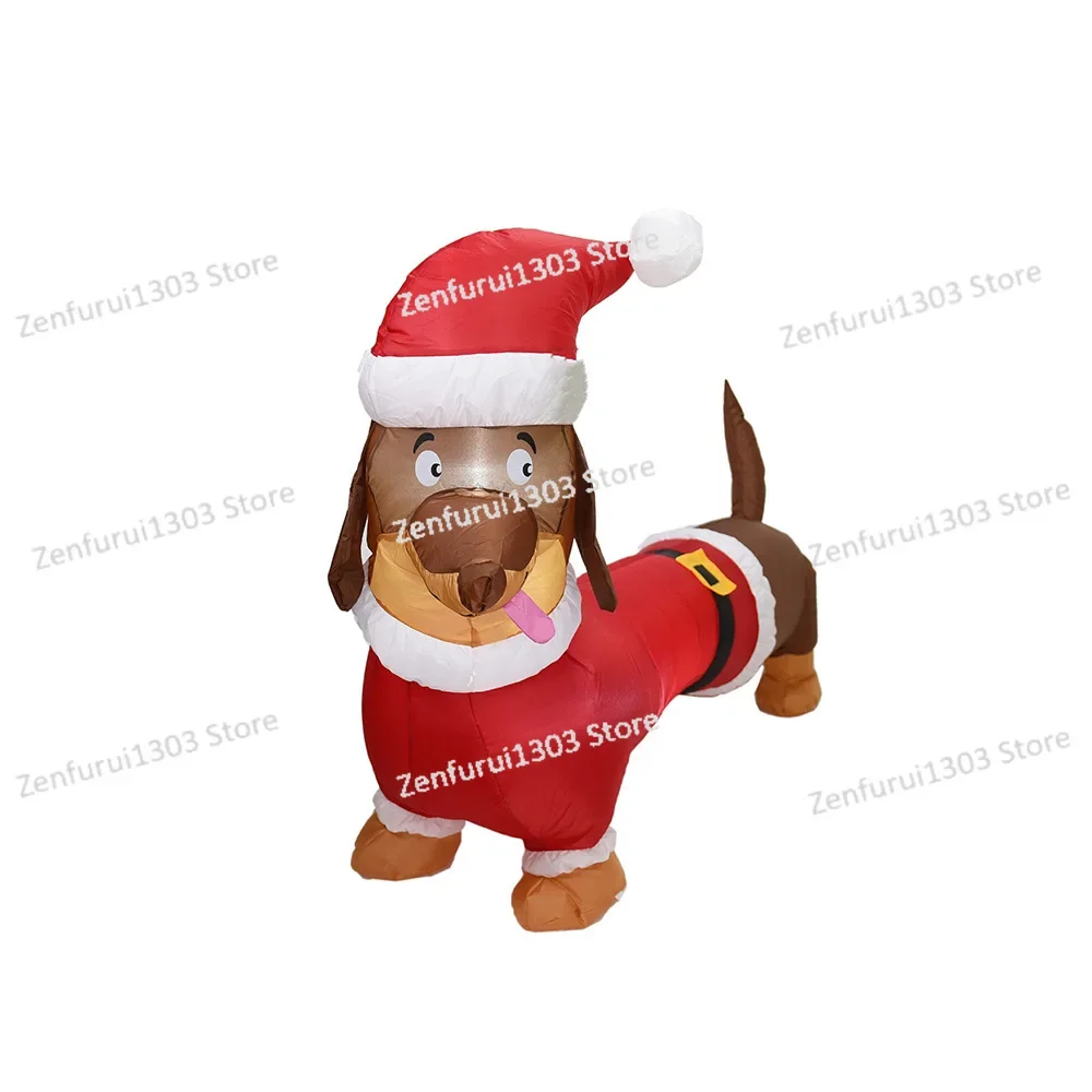 Christmas inflatable air mold 1.5m dachshund dog, lighting air mold Christmas decoration arrangement