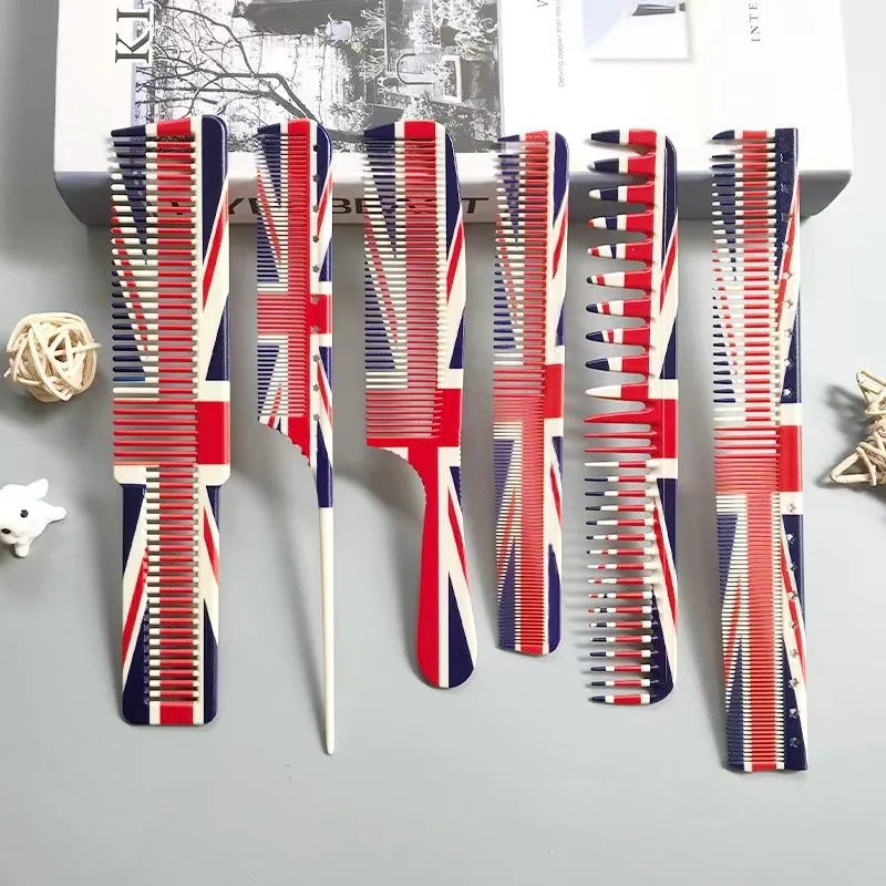 Hairdressing Comb Set National Flag Graffiti Haircutting Comb Women's Trimming Comb Barber Shop Professional Accessories Tools