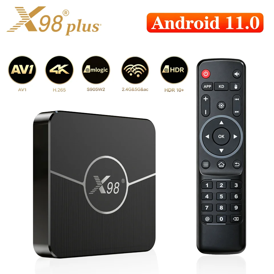 X98 Plus Smart TV Box Amlogic S905W2  4K UHD AV1 Dual WiFi BT5.0 4GB+64GB 100M LAN Smart Streaming Media Player