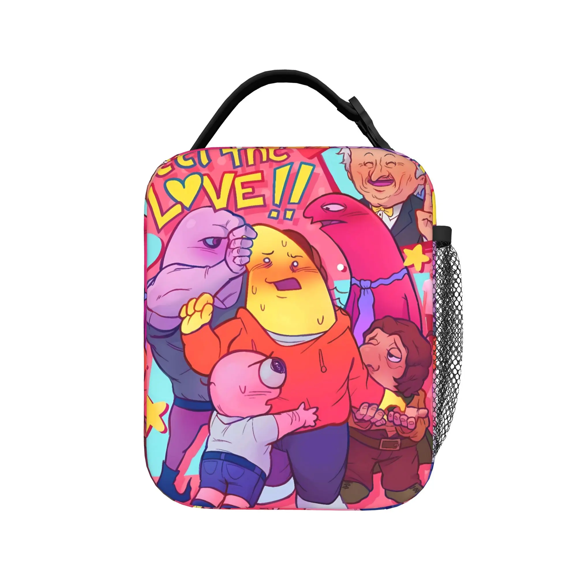 Smiling Friends Lunch Bag  Travel Lunch Box For Men Aesthetic Print Thermal Tote Handbags Oxford Portable Cooler Bag