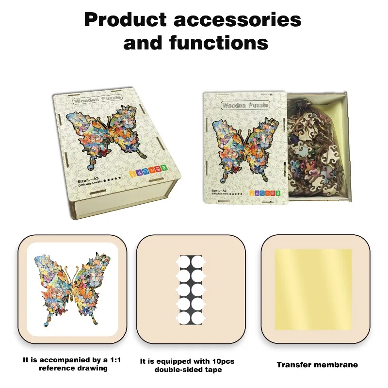 Quebra-cabeça de madeira borboleta brinquedo de madeira irregular em forma especial jogo de quebra-cabeça local atacado