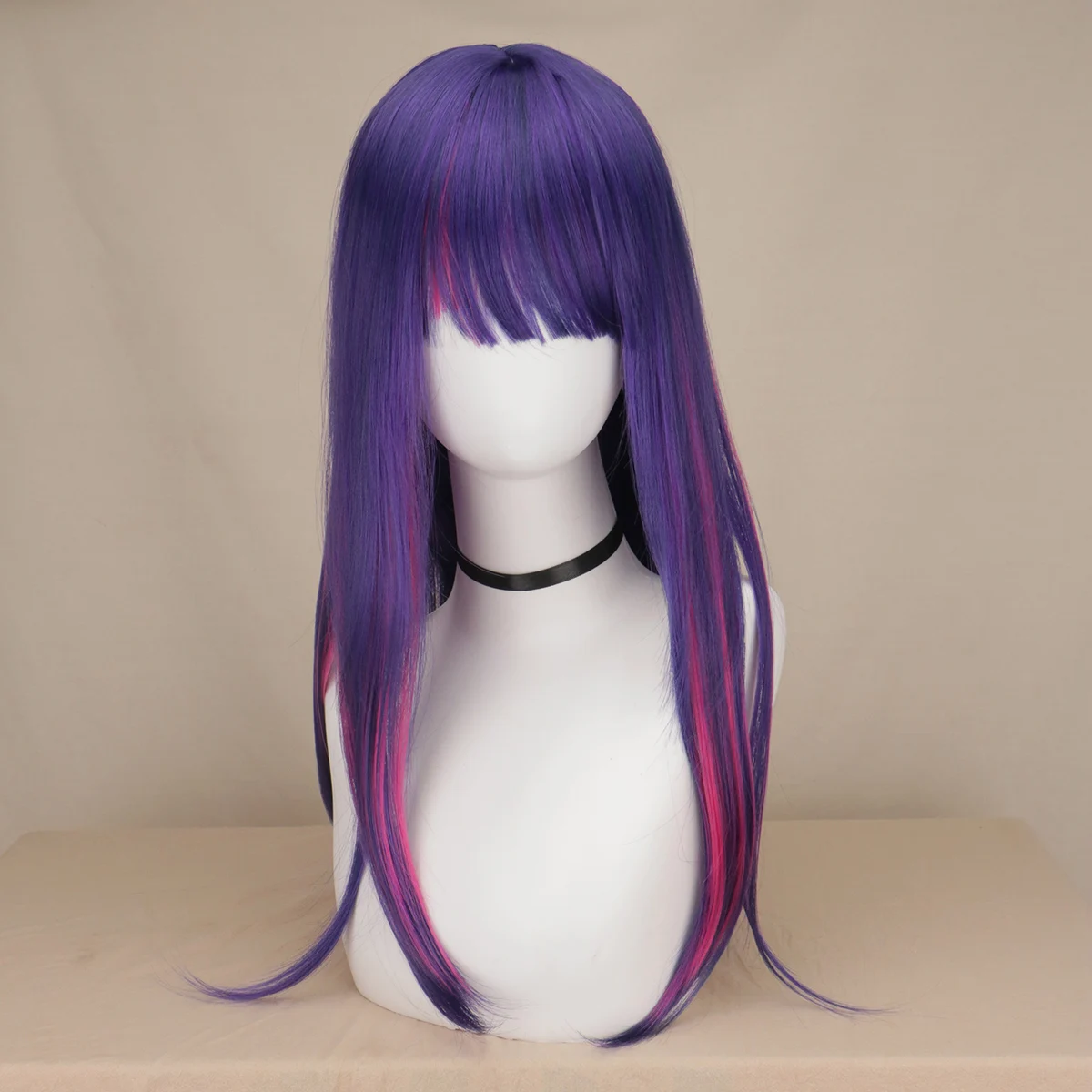 OSHI NO KO Hosh37- Perruque violette, cheveux longs et raides, faux cuir chevelu, accessoires de cosplay d'Halloween