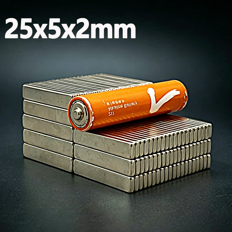 25x5x2mm Magnet N35 NdfeB Permanent Magnetic Imanes 25*5*2mm Accessory Garage Tool Fridge Neodymium Magnet 5-100pcs Square Shape