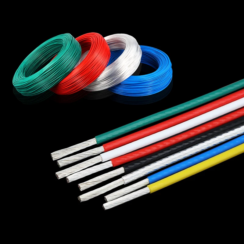 White High Temperature PTFE  Electric Wires Sq 0.06 ~ 10mm Silver Plated Coppe Cable FEP Insulated HiFi Audio Speaker Headphone