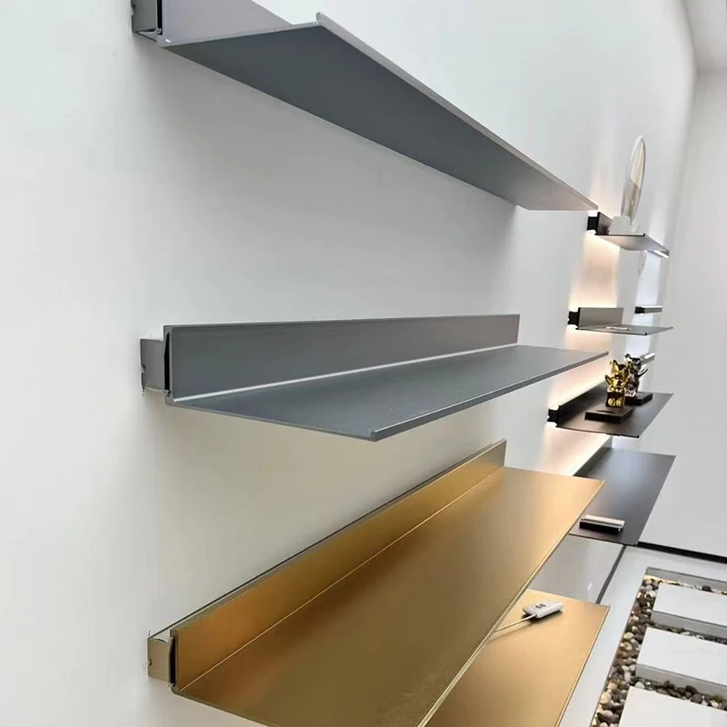 Aluminum Extruded Decorative Display Storage Wall-mounted Shelf with Light-emitting Diode Light-emitting Metal Storage Rack