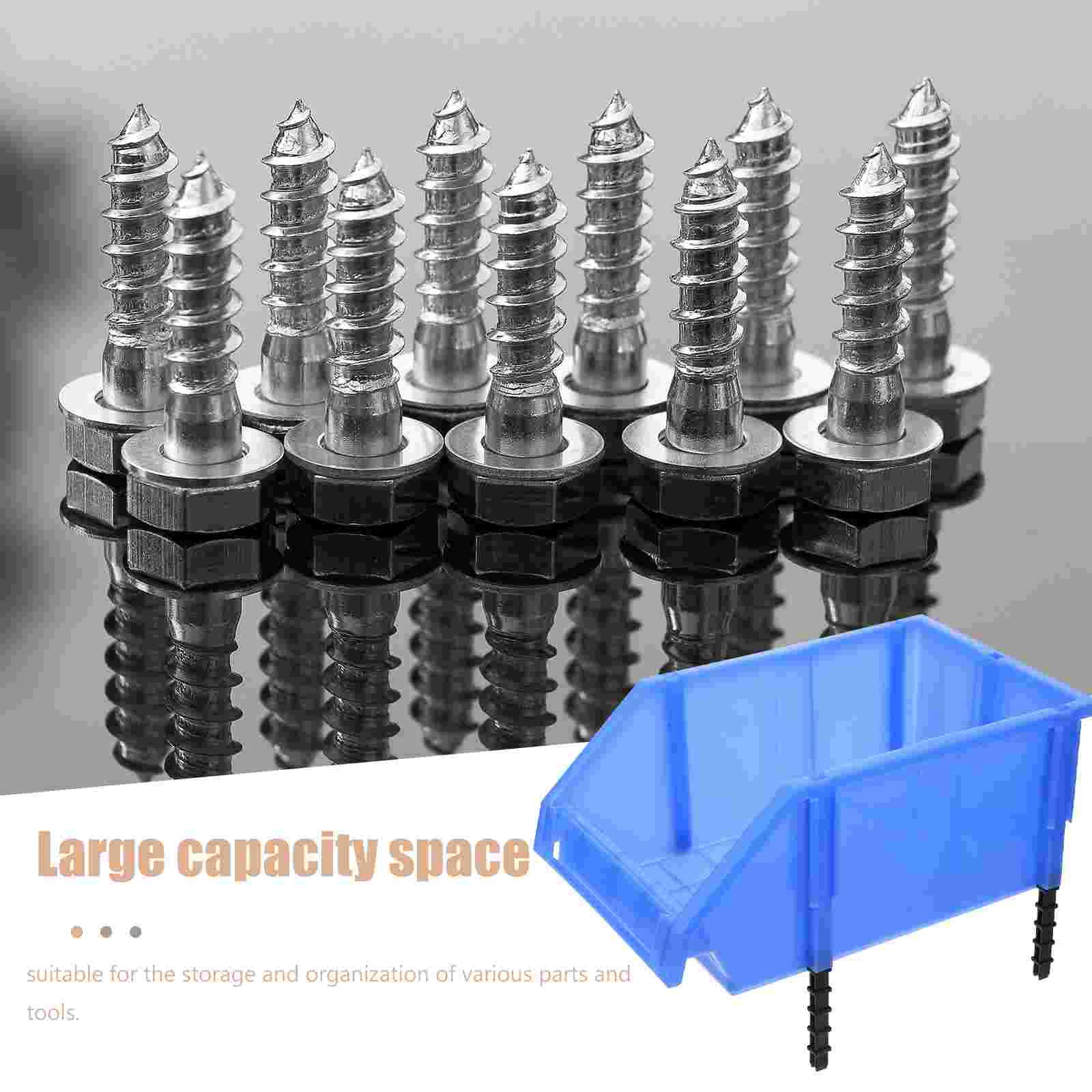 Garage Organization Bins Nesting Shelf Boxes Tool Storage Toolbox Warehouse Supplies Cases Parts Blue Plastic