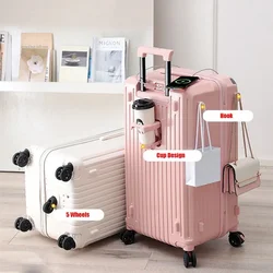 Unisex Fashion Large Capacity 28 20 Inch Bag Case Travel Student Business Package Luggage Cup Deisgn USB Charge Suitcase Gifts