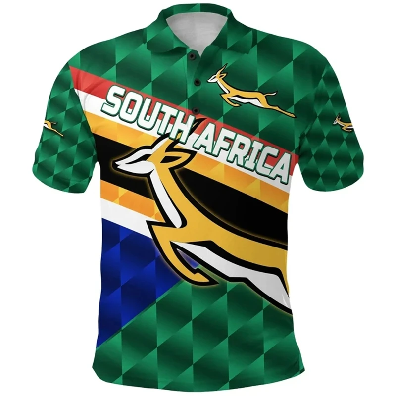 South Africa Map Flag 3D Printed Short Sleeve Polo Shirts For Men Clothes Fashion Springbok POLO Shirt Sport Boy Jersey Male Top