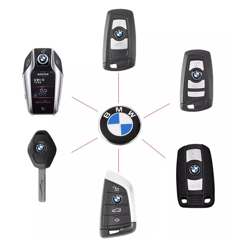 5Pcs Car Key Shell Badge Sticker 3D Aluminum Auto Key Remote Fob Decals For BMW 50th Anniversary E39 E46 E90 E60 F10 F11 F20 F30