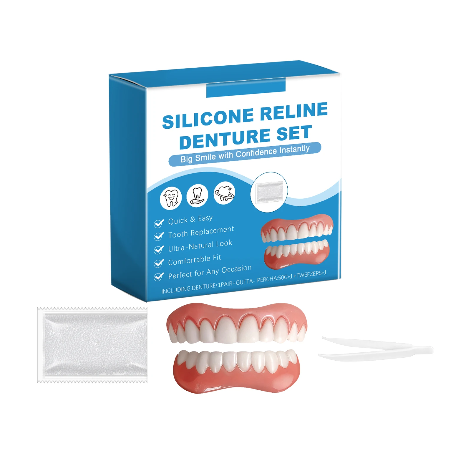 New Silicone Denture Kit Decorate Gaps Between Teeth No Foreign Object Sensation Easy Use Cover up Tooth Loss Simulated Braces