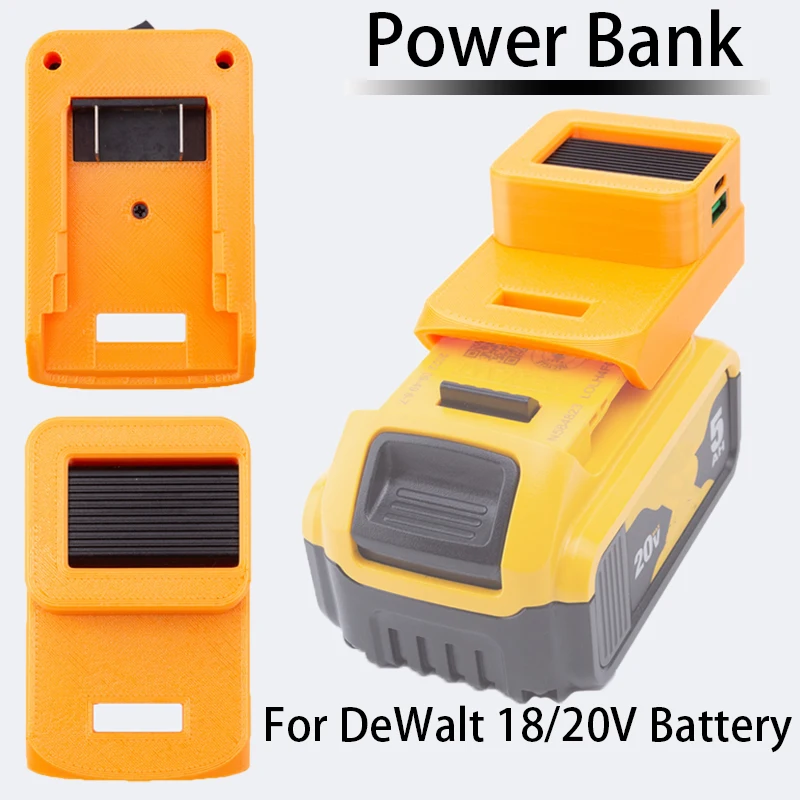 Portable Adapter for DeWalt 18/20V Li-ion Battery Converter to Power Bank with USB Phone Laptop Rechargeable Battery Bank