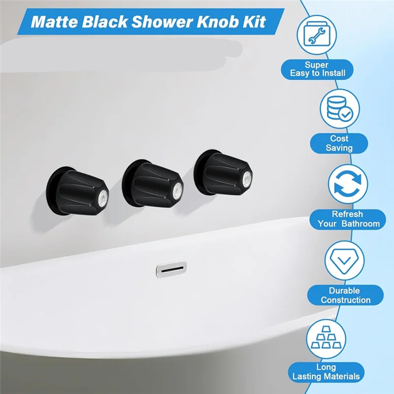 -A95Z Duschknöpfe, 3-teiliges Ersatz-Badewannen- und Duschset mit 3 Griffen, 3-Griff-Trimmset für Wasserhahngriffe
