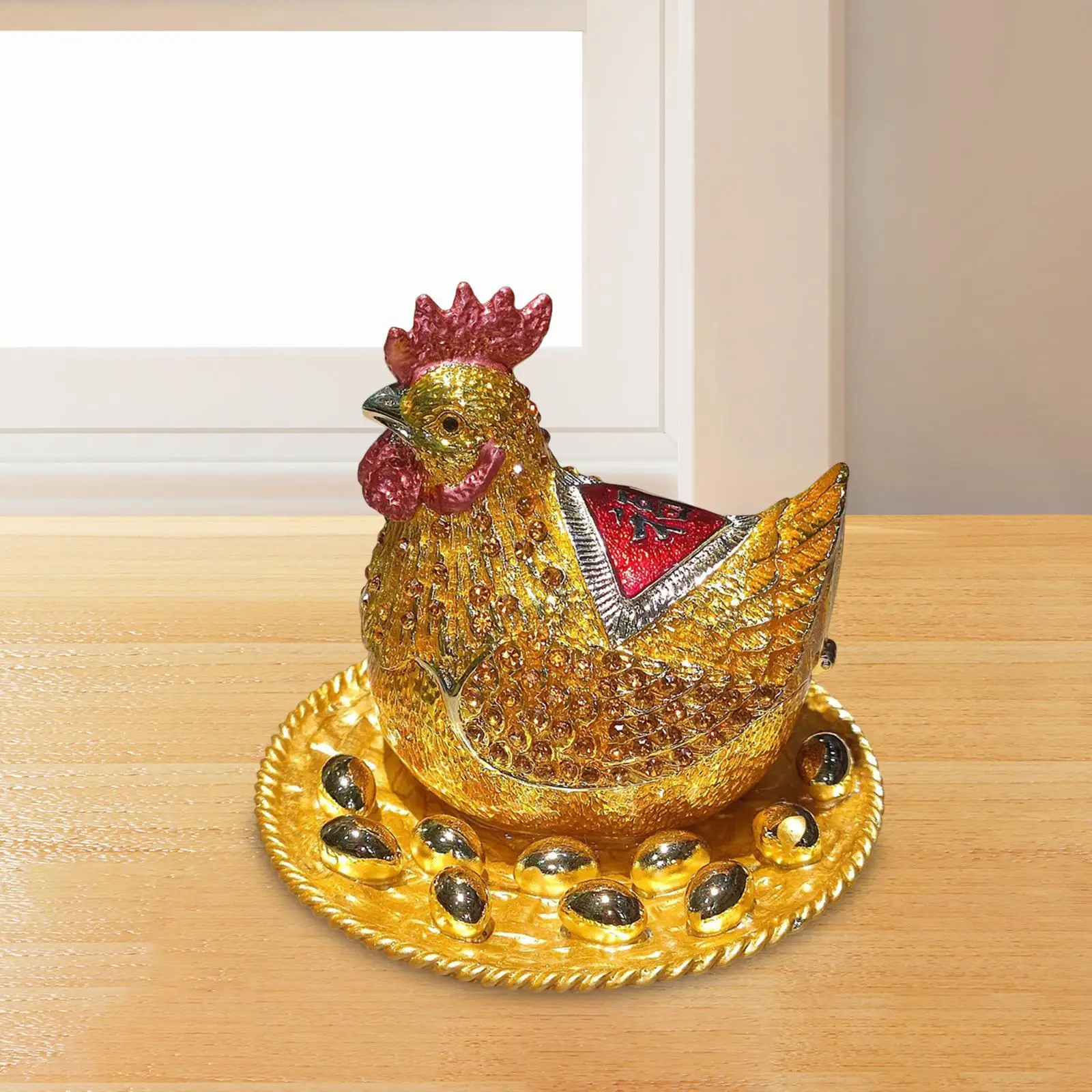 

Chicken Statue Jewelry Organizer Collectible Earrings Organizer Keepsake Box for Necklace Ring Bookshelf Tabletop Dresser
