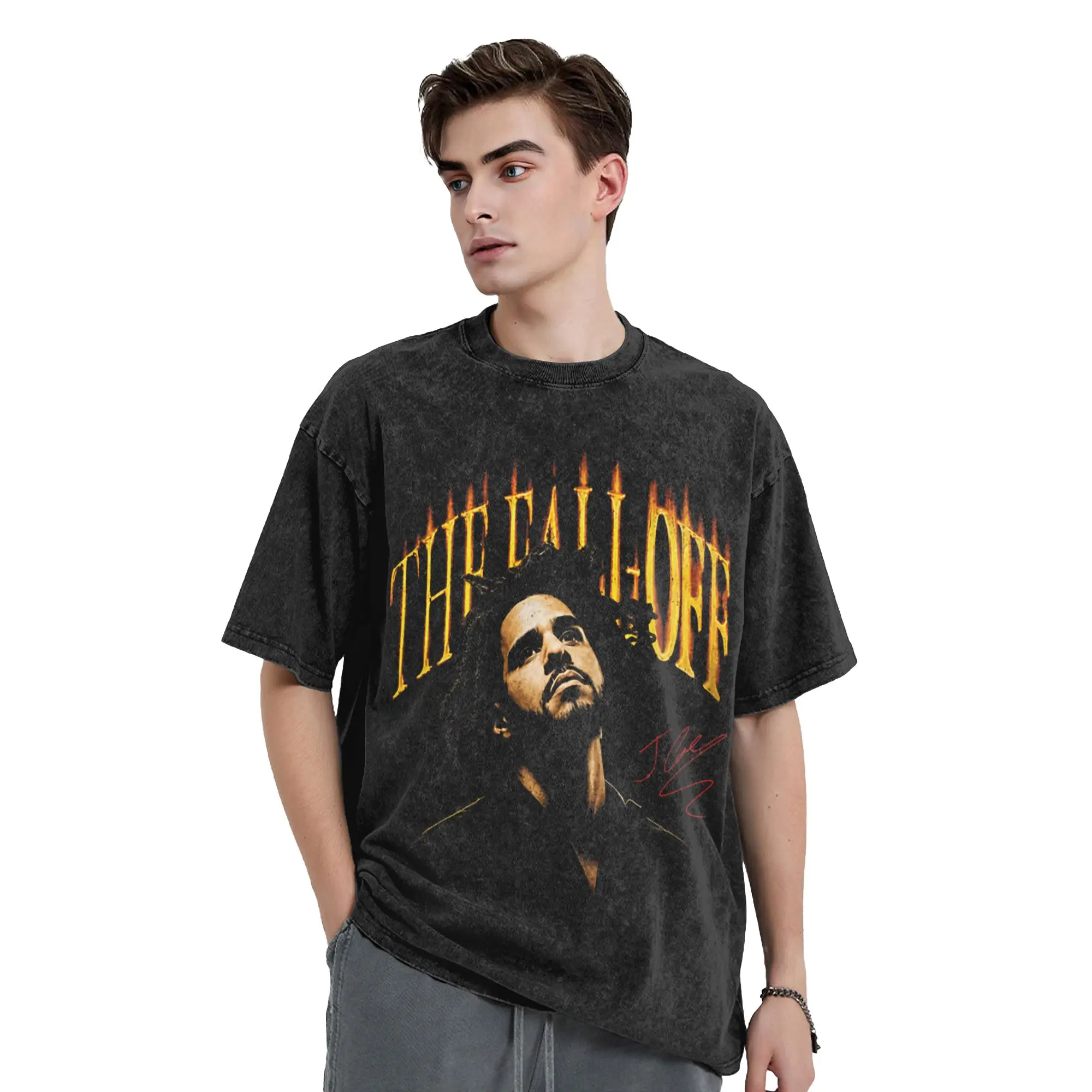 Washed T Shirt J. Cole Falls Off 2026 Hip Hop Vintage T-Shirts Street  Streetwear Short Sleeve Summer Tops Tee Shirt Men Women
