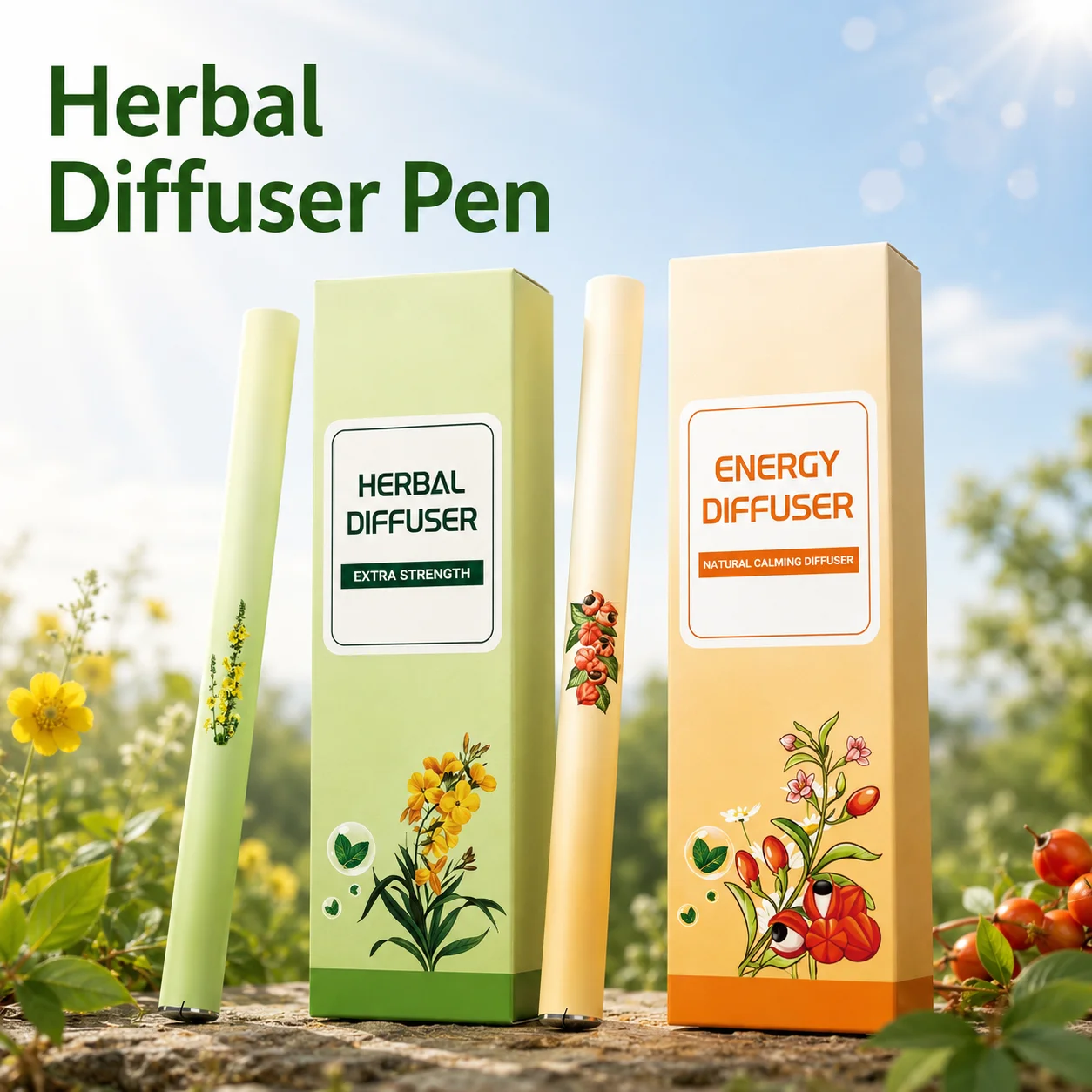 Herbal Diffuser Pen Natural Aromatherapy Lung Inhaler Stick Relaxed Feelings Enhance Immunity Energy Smokeless Air Freshener Pen