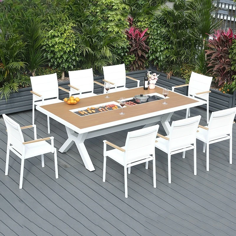

Factory direct sales outdoor courtyard tables and chairs outdoor villa garden barbecue table sun room terrace leisure table and