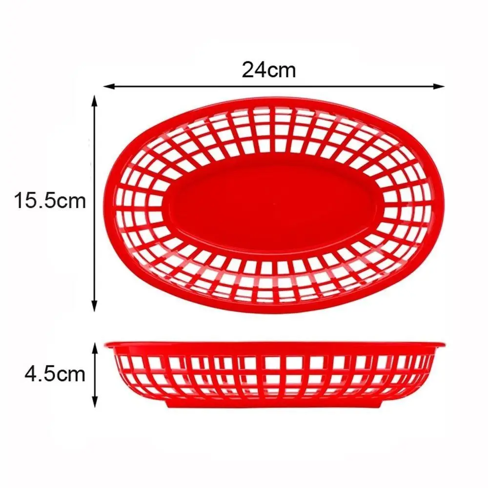 Photo Prop Plastic Food Baskets Colorful Oval Shape Bread Plate Reusable Basket Serving Desktop Decor