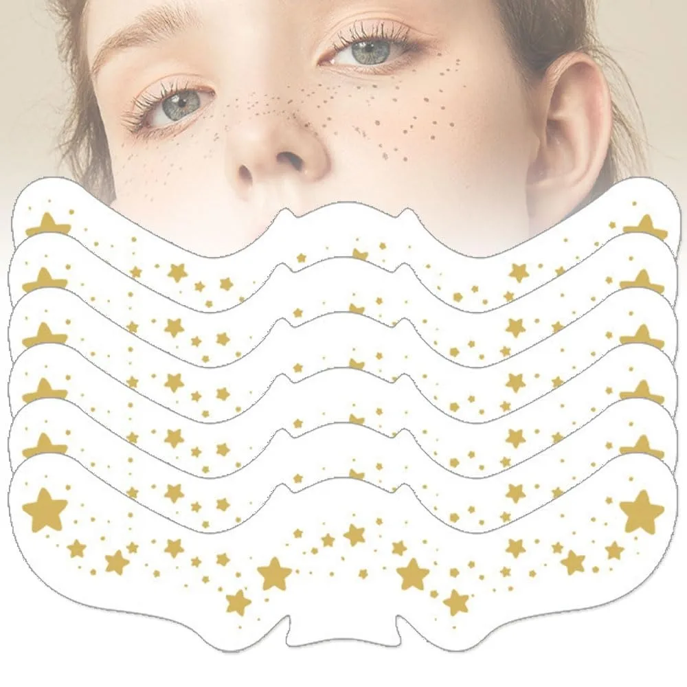 

6Pcs Glitter Fake Freckles Tattoo Stickers Waterproof Long-lasting Freckles Face Tattoo Sticker Costume Parties Eye Decal