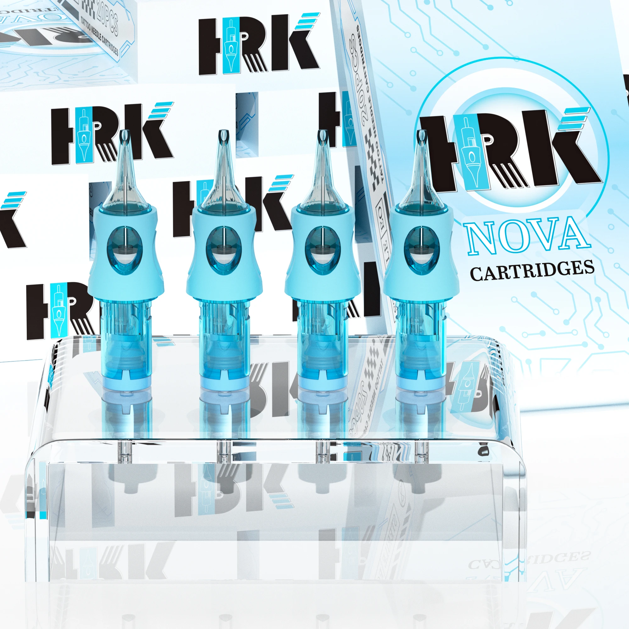 HRK NOVA Tattoo Cartridge 20Pcs Round Liner RL Disposable Needles Makeup Eyebrow for Tattoo Pen Machine with Membrane System
