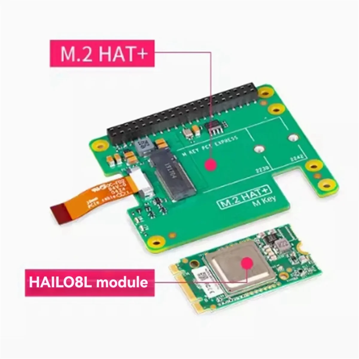 

BAAE For Raspberry Pi 5 AI Kit M.2 HAT+ Hailo Al 13T PCle Gen3 Artificial Intelligence Kit for Linux Windows