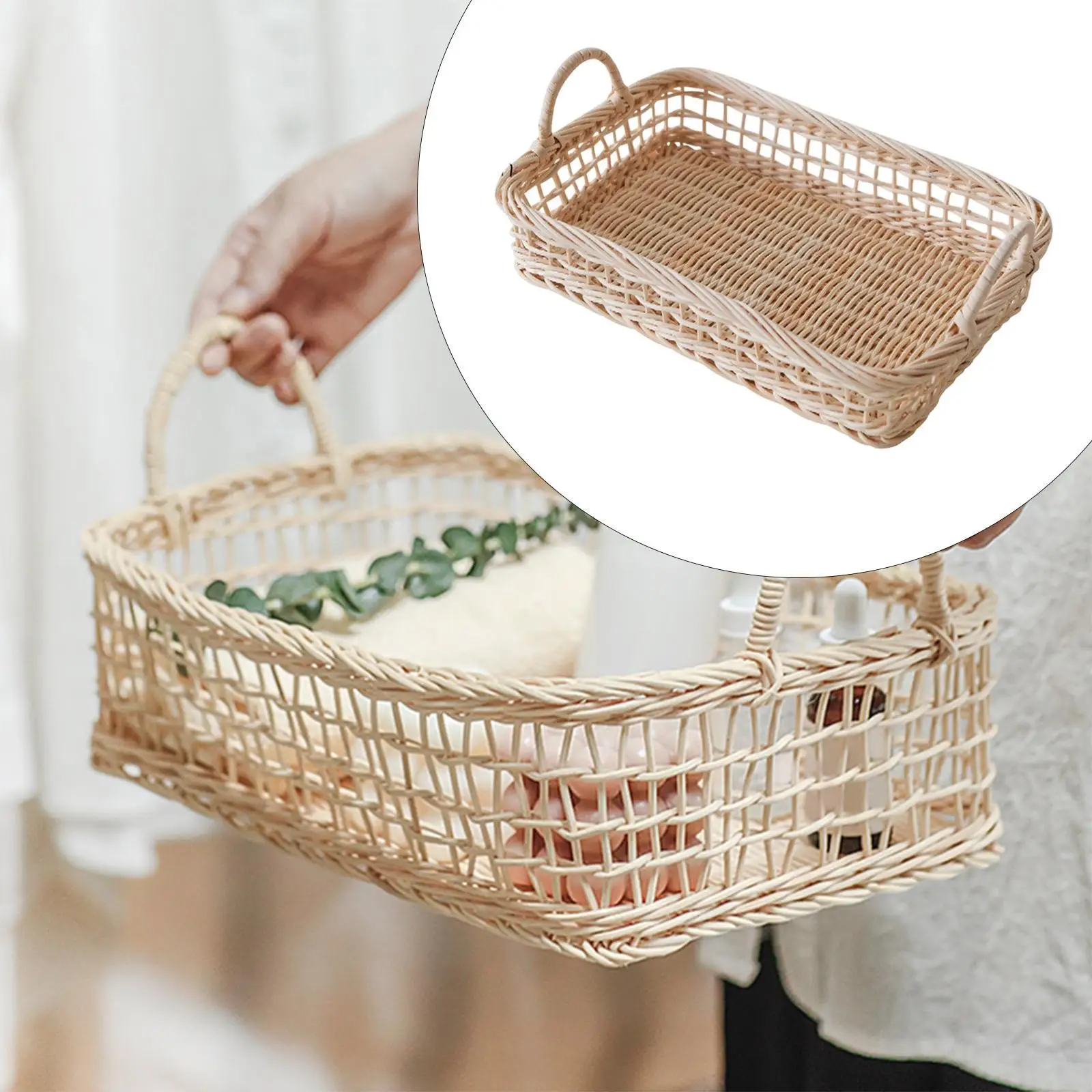 Handmade Woven Storage Basket Portable Multi Scenario Toys Organizer for Cabinet Bathroom Household Tabletop Kitchen Countertop