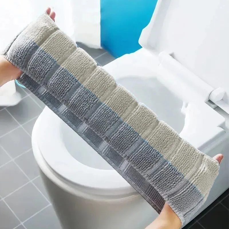 1 Pack Stitched Color Portable Knitted Toilet Mat Thickened Washable Antifreeze Toilet Cover Thickened Knitted O Type Universal