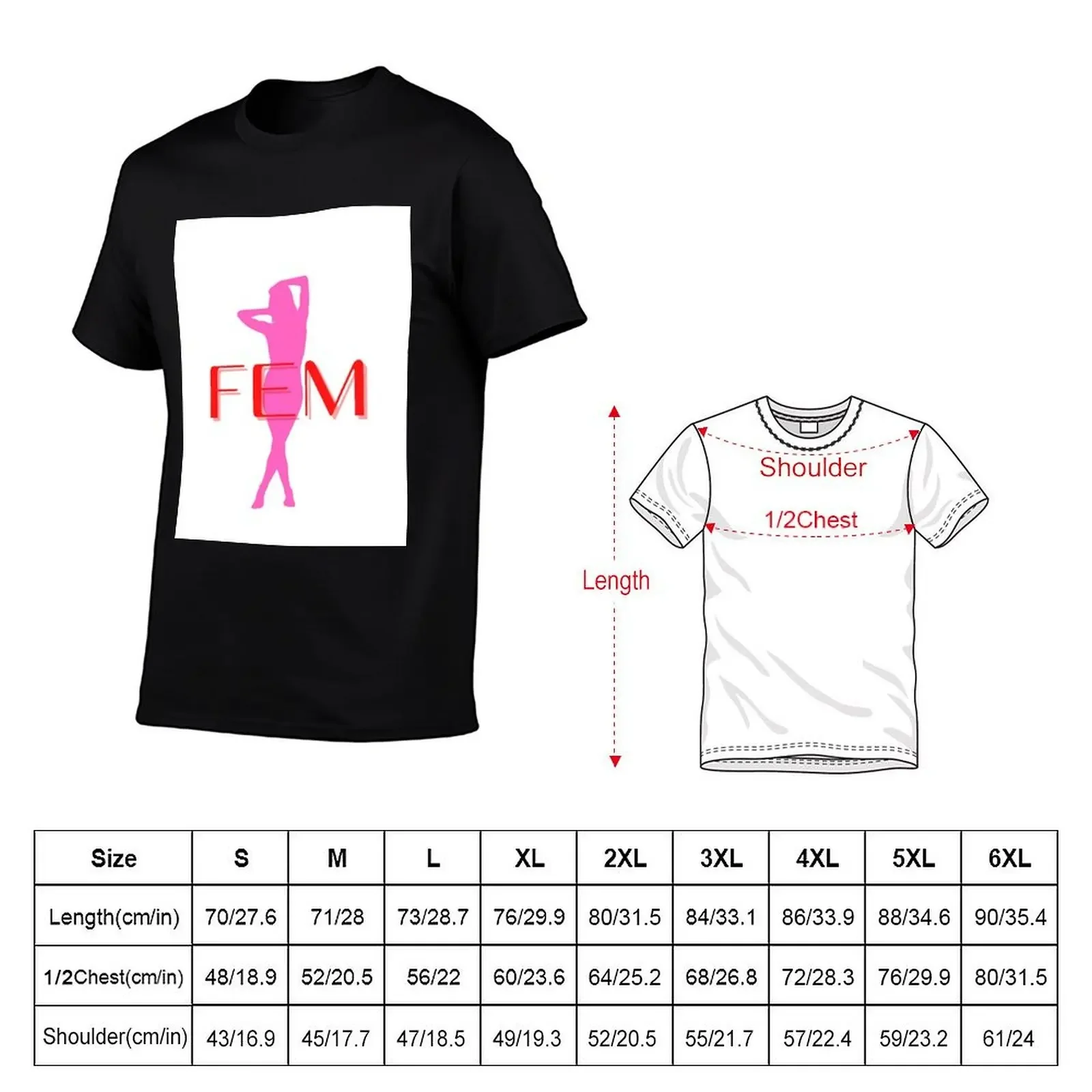 Fem Silhouette Sissy girl pink and red T-Shirt graphic tee shirt Blouse graphic t shirts plain black t shirts men