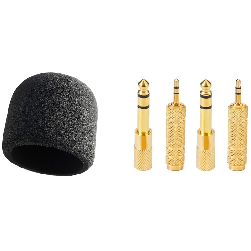 Hot Headphone Adapter 6.35 Mm (1/ 4 Inch) Male To 3.5 Mm Female Stereo Adapter With Professional Foam Windscreen