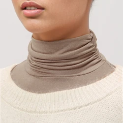 Collar falso de Nack alto de Modal negro, cuello falso suave para mujer, Jersey elástico de Color sólido, Collar desmontable