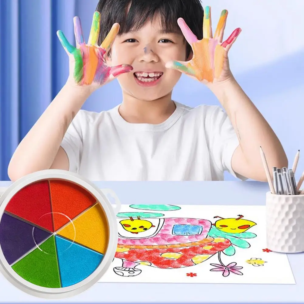 Water-based Finger Paint Washable Finger Painting Ink Pad Set for Toddlers Portable Diy Arts Crafts Projects Color Palette