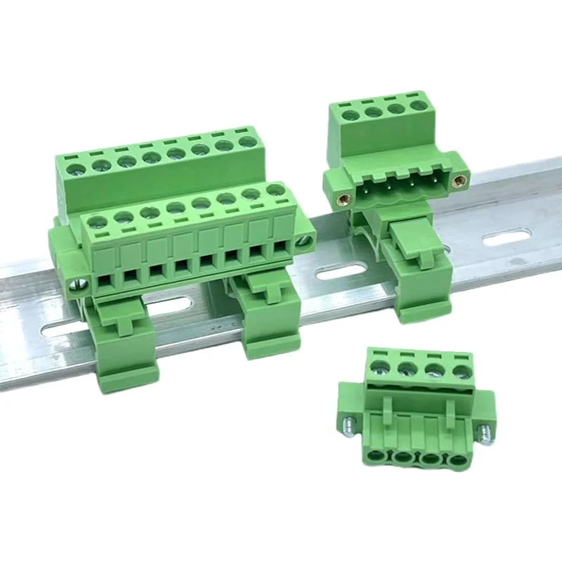 5sets 2EDGUKRM-5.08mm Rail Type Pluggable Connectors with Double Flange 35mm Rail for Worry-free Welding