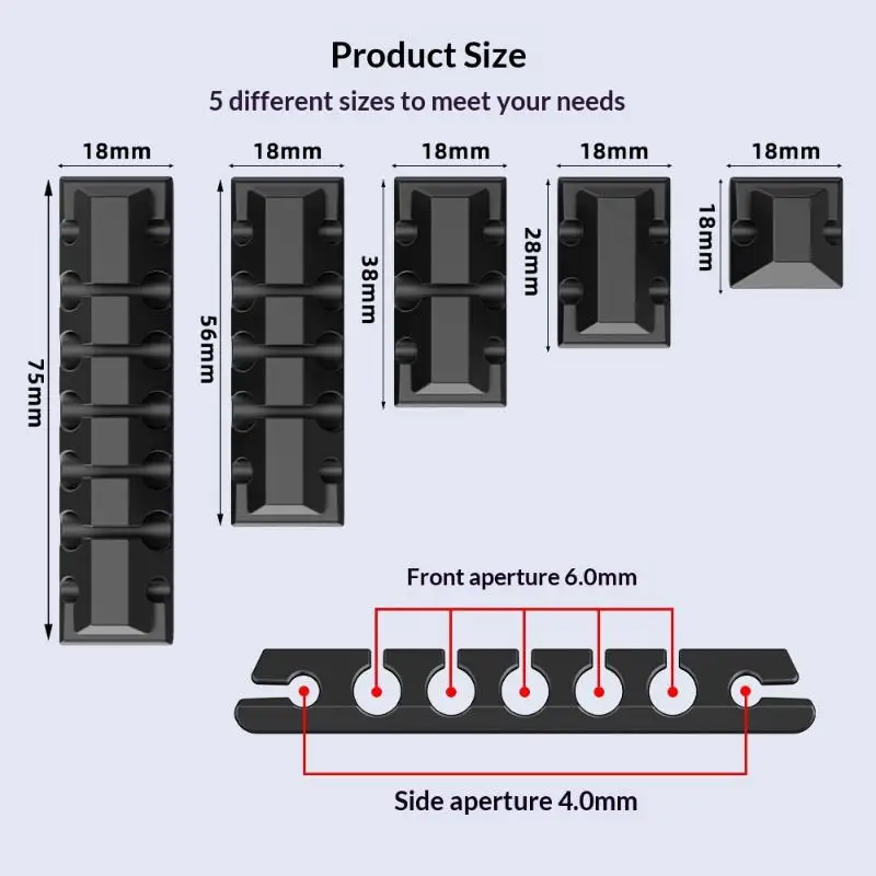 5 Stück USB-Datenkabel-Wickelvorrichtung, Silikon, poröse Aufbewahrung, Desktop-Kabelorganizer für Maus, Kopfhörer, Auto-Kabelhalter – Detail 7