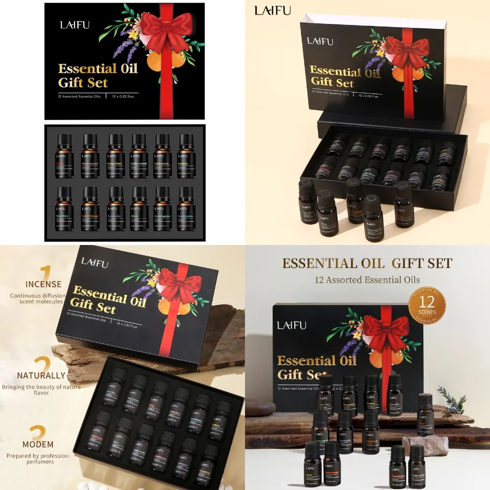 

12x10ml Aromatherapy Essential Oils Set for Diffusers, Massage, Relaxation & Immunity Boost