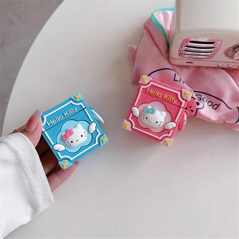 Urocza magiczna książka 3D Hello Kitty etui na słuchawki dla Apple AirPods 1 2 3 generacji Airpods Pro bezprzewodowe etui na słuchawki z Bluetooth