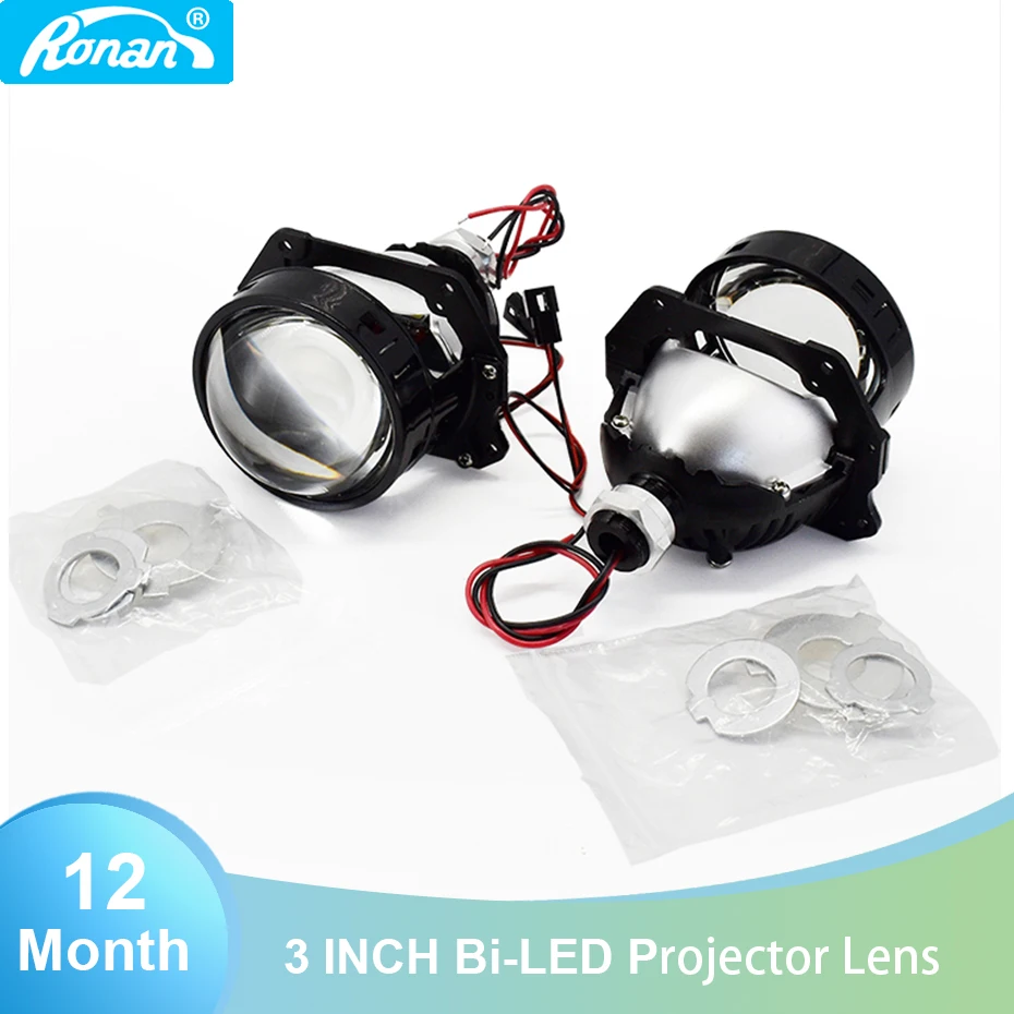 

Ronan 40W 3inch Bi-Led Projector Lens 4.3K 6K 2000LUX for H1 H4 H7 9005/9006 Socket Car Headlight Retrofit Upgrade Full Kit