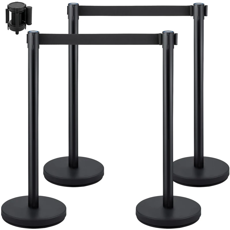 

Queue Security Posts Crowd Control Stanchion Barrier Stand Crowd Barrier w/ Adjustable Belt for Party Exhibition