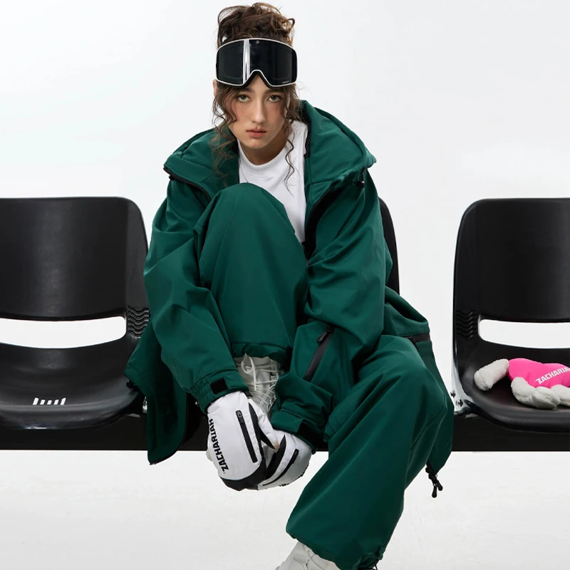 

NuJune X Zachariah Women's Ski Suit Autumn Winter Warm Jacket with Pants Snowboarding Clothes Outdoor Snowsuit Men Baggy