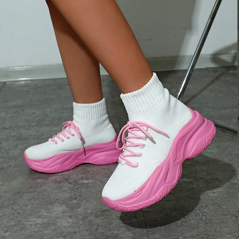 Thick Soled Socks Women's Shoes Comfortable Breathable Casual Sports Single Shoes Fashion Matching Outdoor Shoes image 4